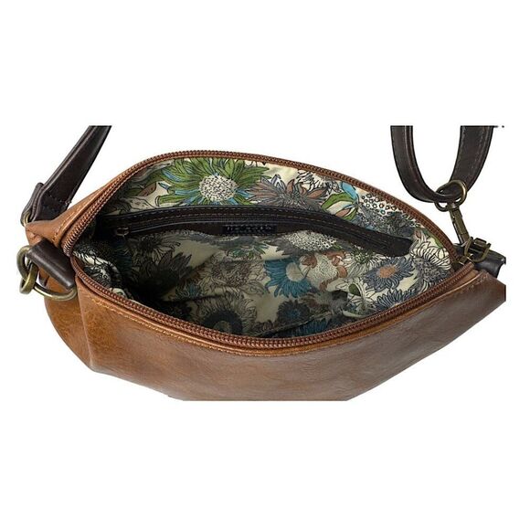 Liz Soto Brown Vegan Leather Crossbody Bag – Boho Chic, Minimalist 12"x10" - Picture 4 of 9